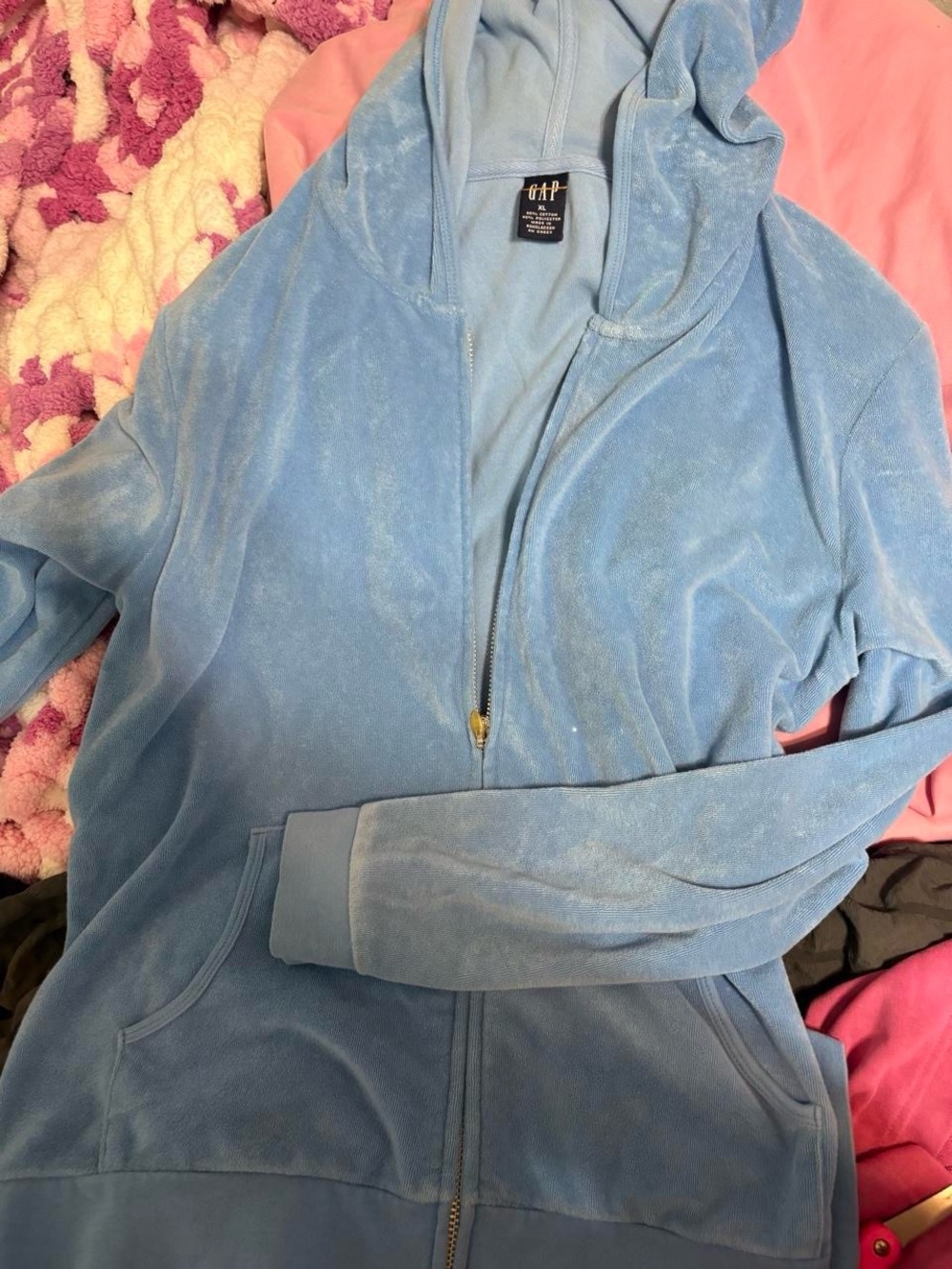 GAP Light Blue Hooded Zip-Up Bomber Jacket